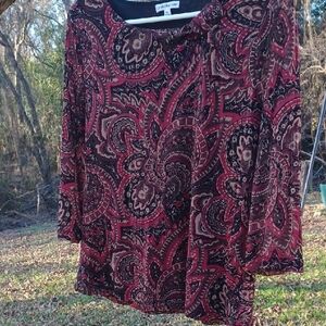 Cato Red and Black Paisley Blouse